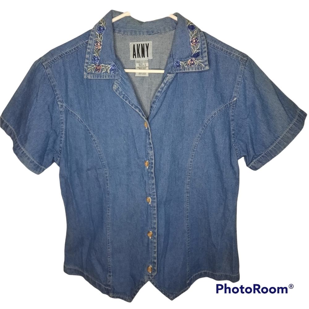 AKNY Denim Button Up Shirt